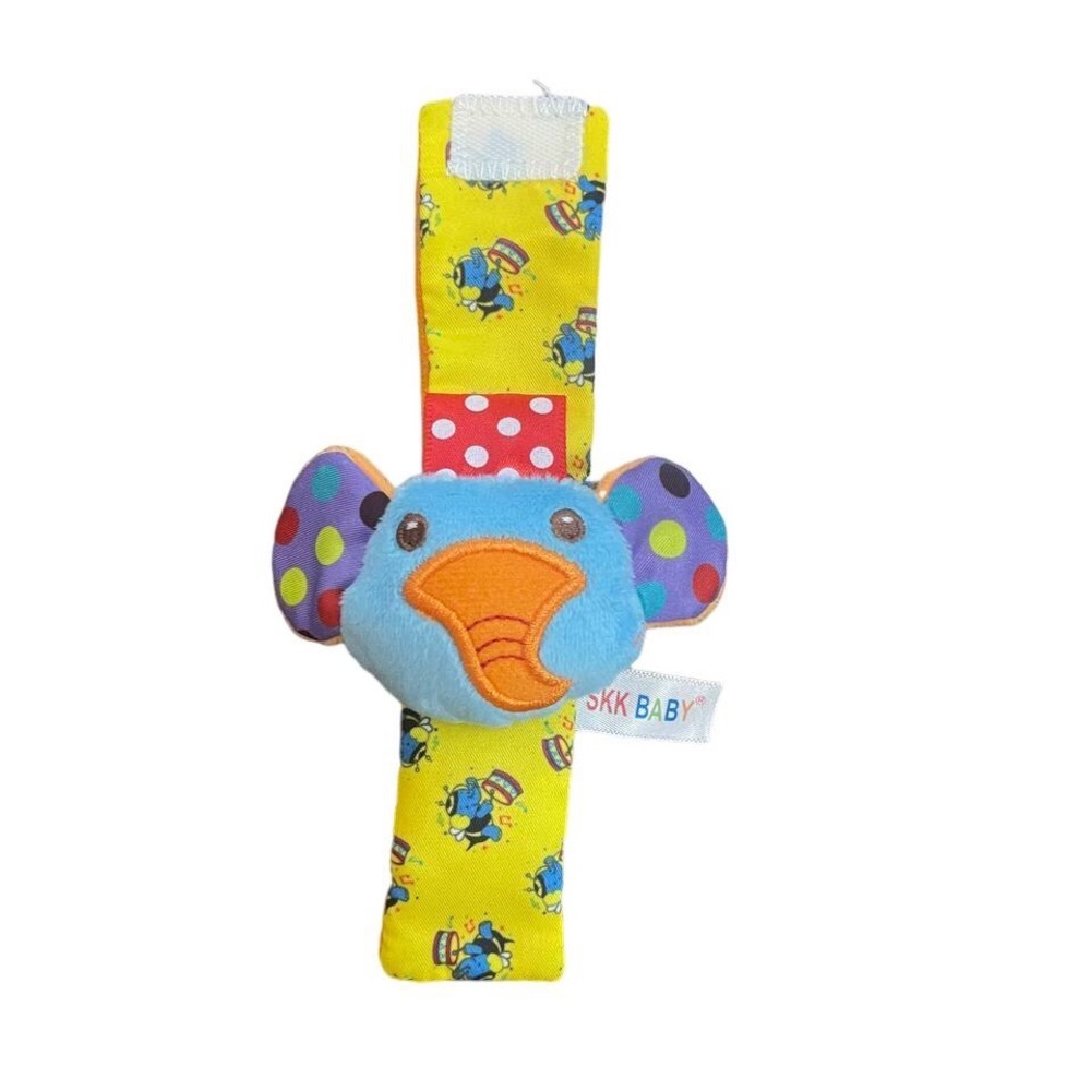 Blue and Yellow Stuffed Elephant rattle Toy with Plush Fabric